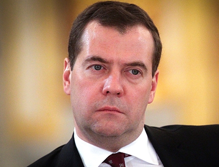 MOSCOW, RUSSIA - DECEMBER 25: Russian Prime Minister Dmitry Medvedev at the Supreme State Council of Russia and Belarus on December 25, 2013 in Moscow, Russia. (Photo by Sasha Mordovets/Getty Images)
